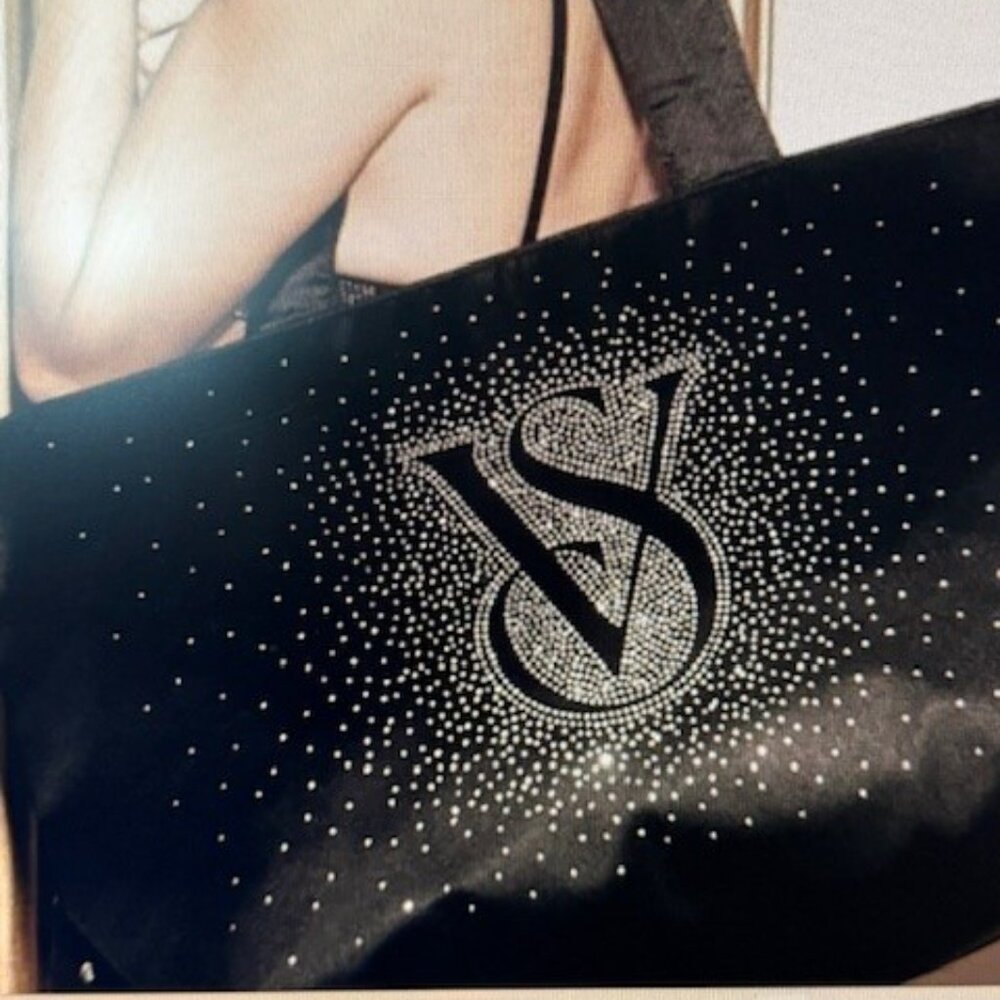 Victoria's Secret Black Tote with Rhinestone Accents